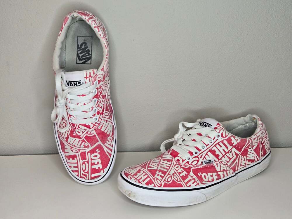 Vans Doheny OTW Repeat Racing Red and White Logo Print Sneakers Men's Size 9.5